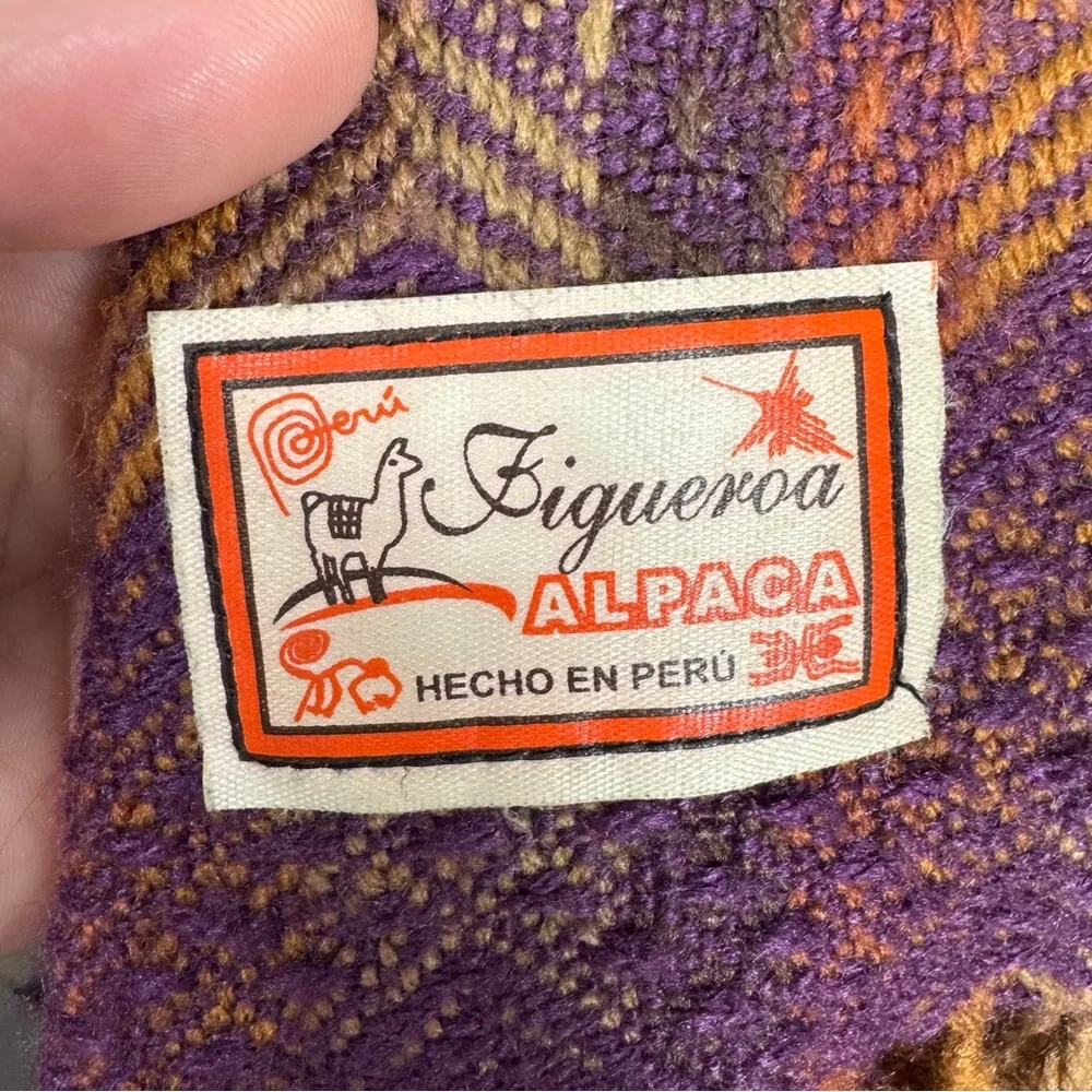 Figueroa Handmade Alpaca Wool Elegant Purple‎ and Gold Chevron Scarf